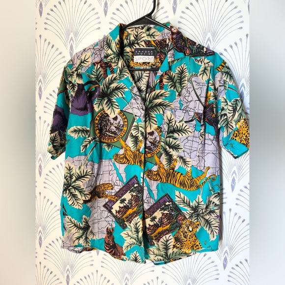 Sandra Ingrish Vintage Wild Cats of the Safari button down shirt. - Picture 1 of 4